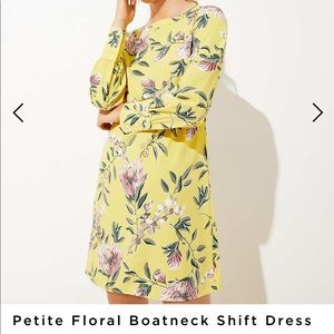 Petite Floral Boatneck Shift Dress - LOFT